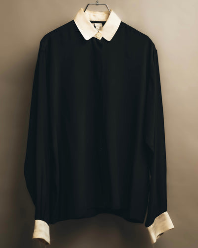 "Krizia" 80's-90's Two-tone silk blouse