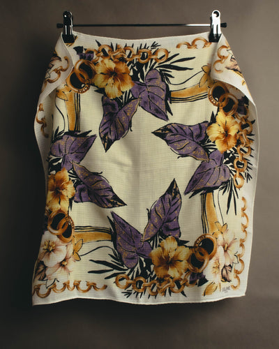 "CELINE" 90's-00's Floral printed cotton scarf