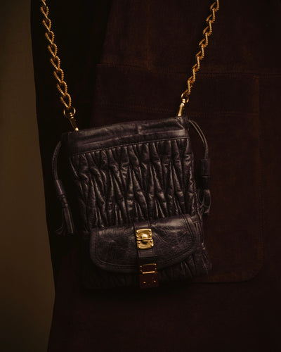"MIU MIU" 10's Matelasse quilted design leather shoulder mini bag