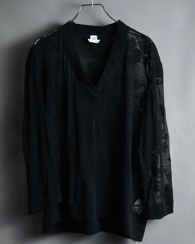 –SPECIAL– "HERMES" 00’s Sheer botanical lace cotton pullover