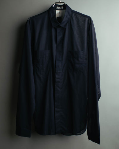 “Dior Homme” 00’s Sheer cotton concealed placket shirt
