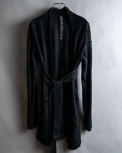 "ISAAC SELLAM" Cut-off design belted leather jacket