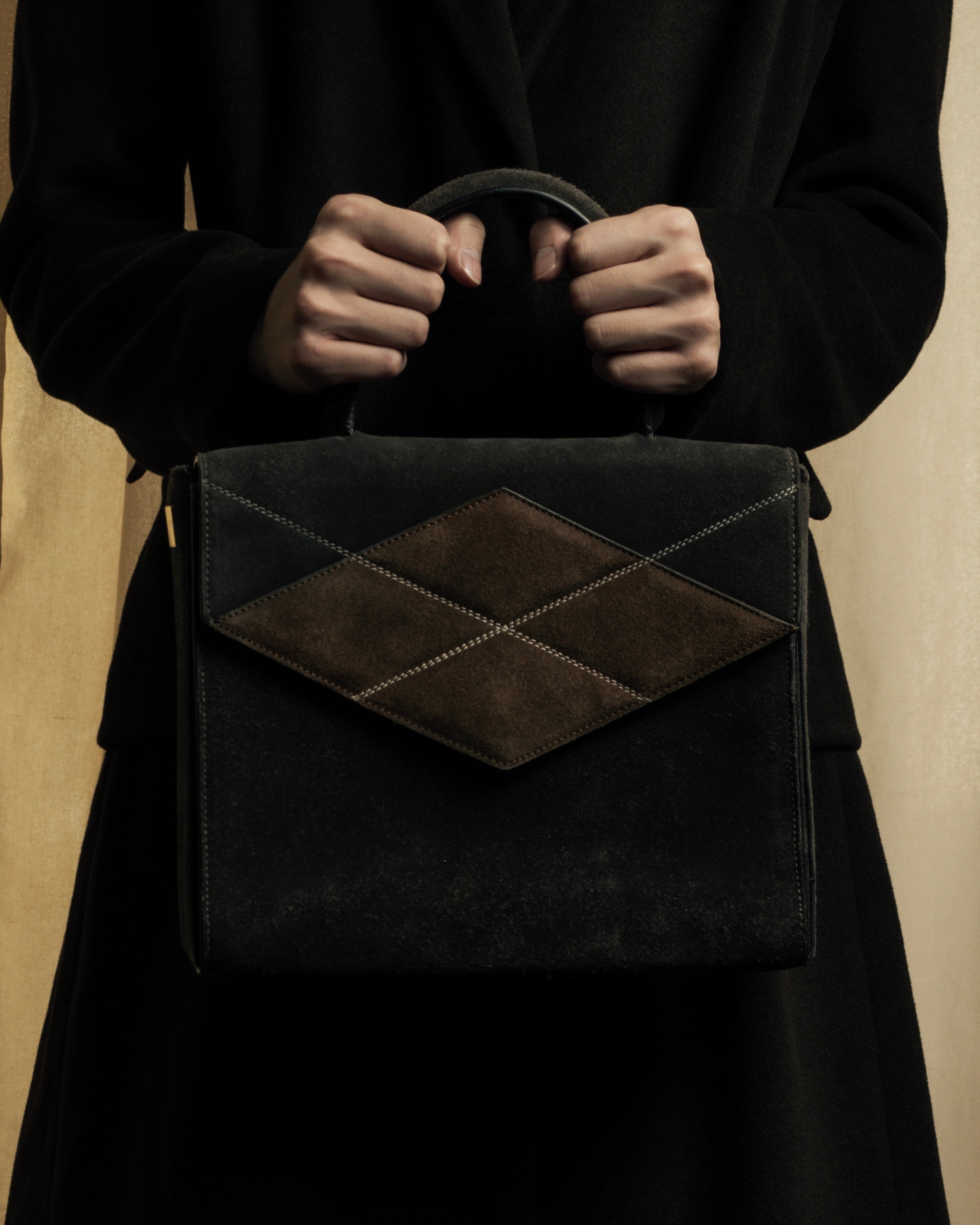 セリーヌ　ブラック スエード ハンドバッグ CELINE セリーヌ ホースビット スエード 2way ハンドバッグ ブラック