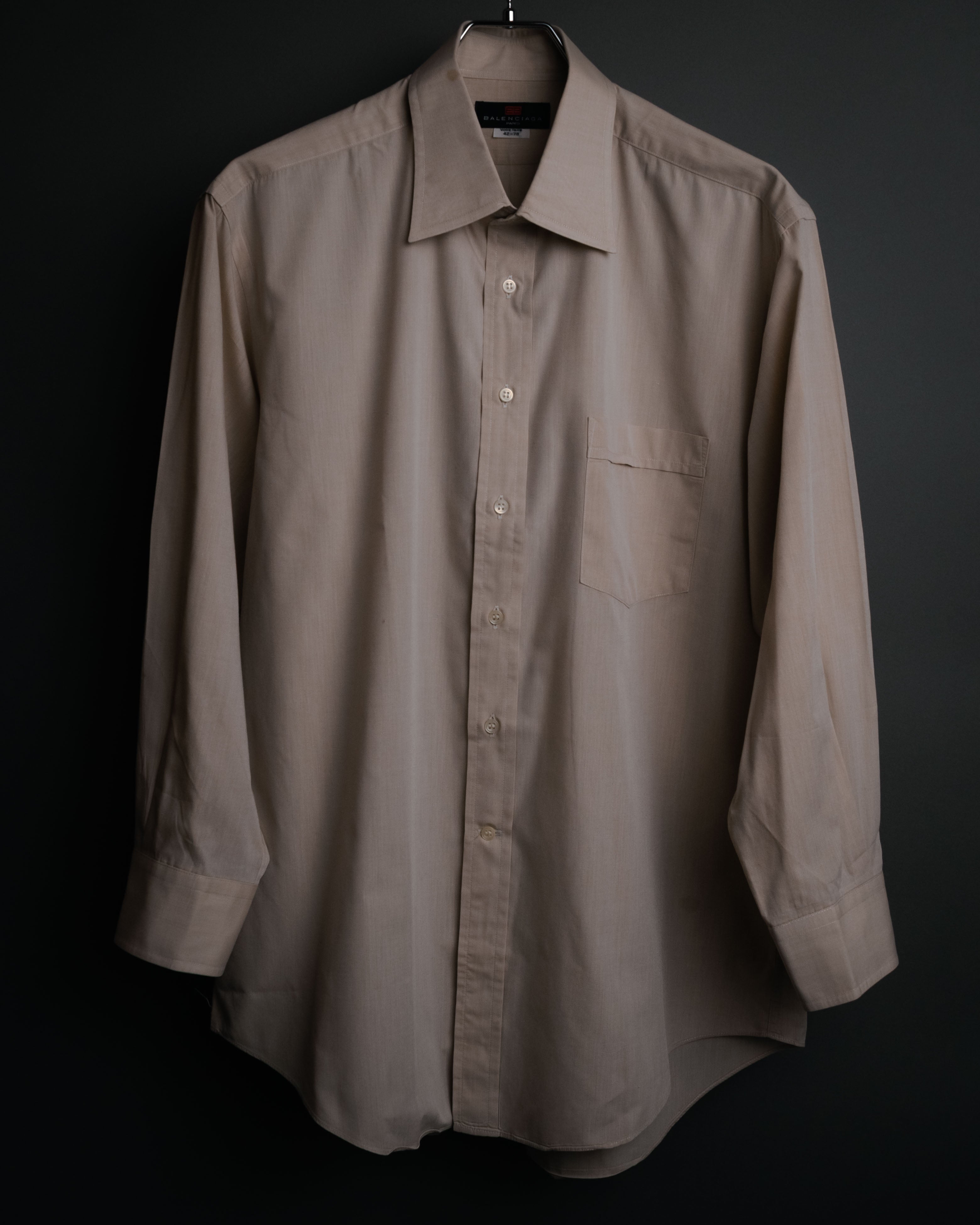 BALENCIAGA (Balenciaga) - Dress shirt - Beige - 42〜78 - 80s–90s vintage - Relaxed-fit - Long-sleeve