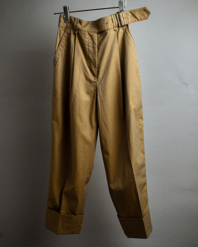 "Acne Studios" Belted design cotton twill high-waisted pants