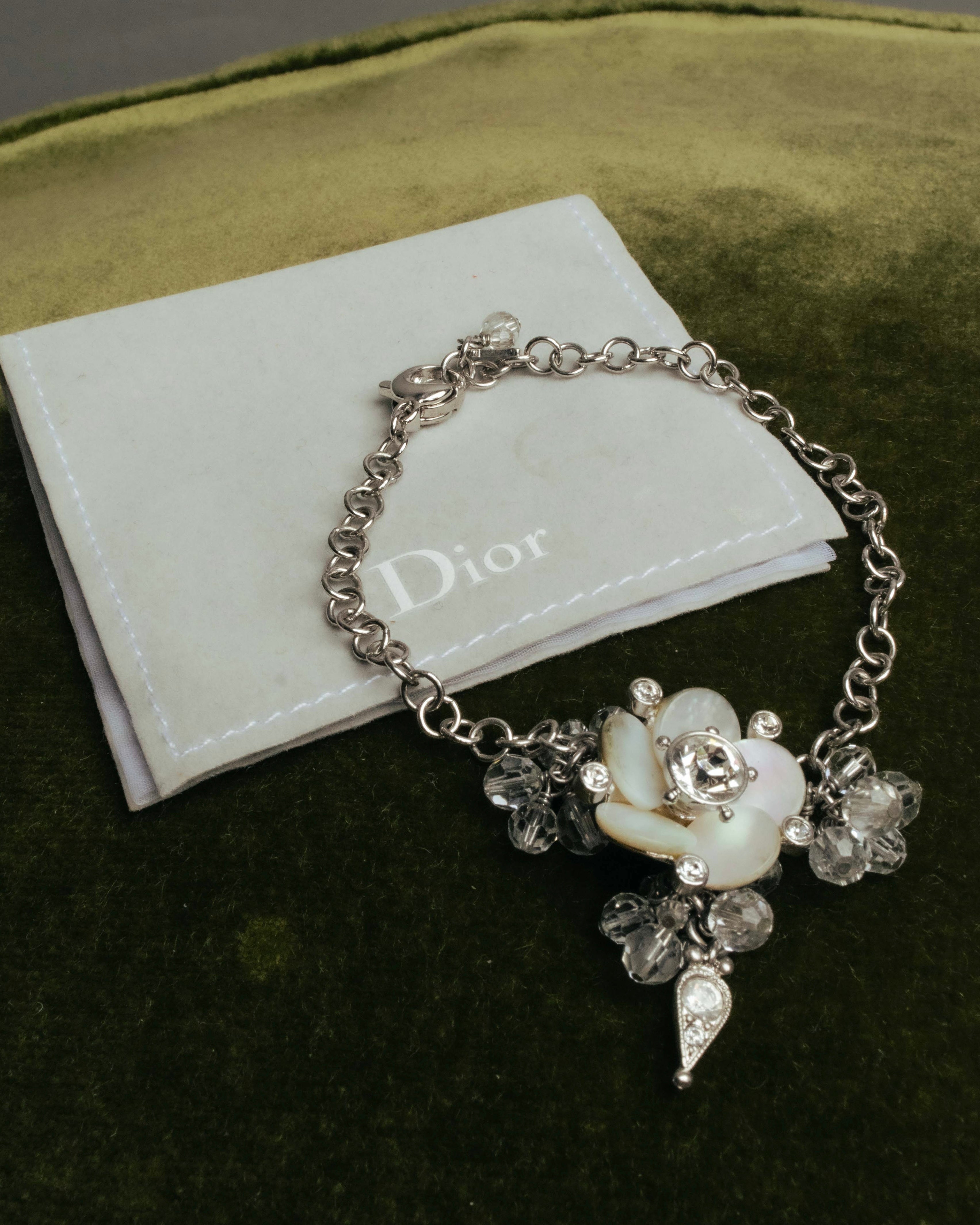 クリスチャンディオール フラワーデザイン ビーズ装飾 フラワー ブレスレット Christian Dior