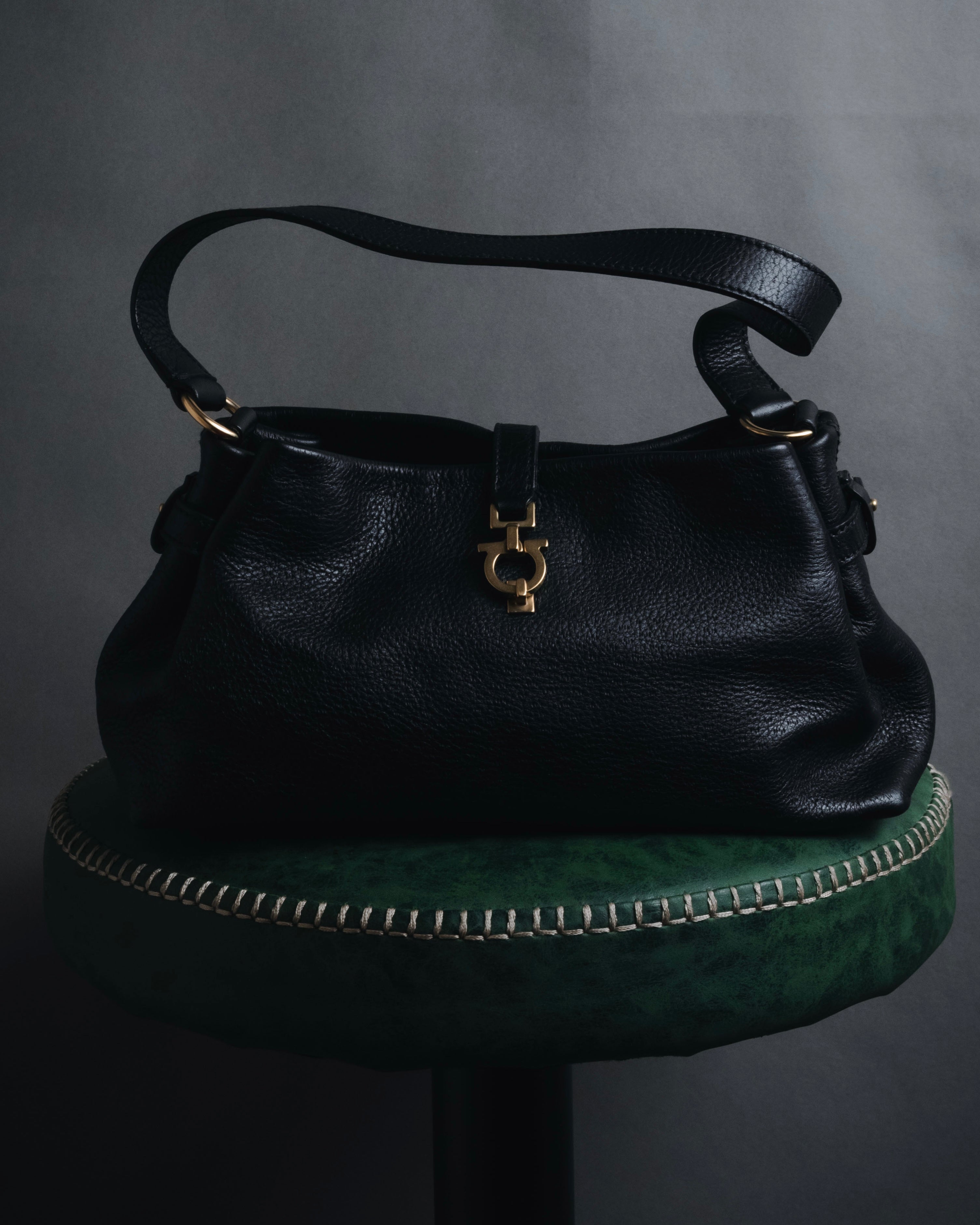 Salvatore Ferragamo - Gancini Hobo Shoulder Bag - Black 