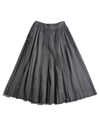 Christian Dior (SAMPLE)/ Archived Pure Wool Luxury Long Pleats Skirt Gray