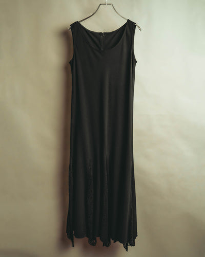 "HIROKO KOSHINO PRET" 90's-00's Elegant lace panel sleeveless maxi dress