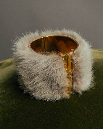 “CELINE” 2010’s Fur covered cuff bracelet