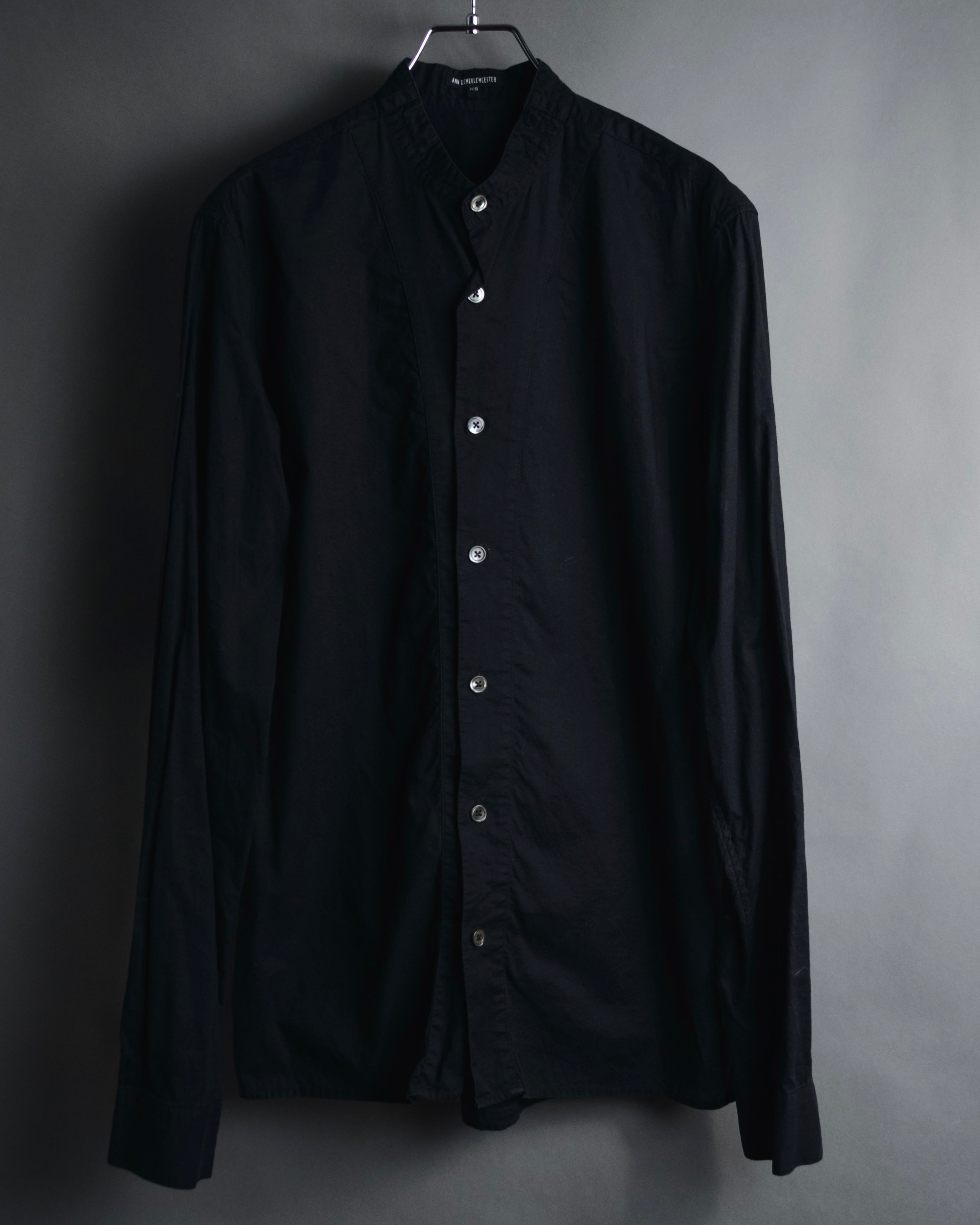 ANN DEMEULEMEESTER - Band Collar Shirt - Black - Extra Small 