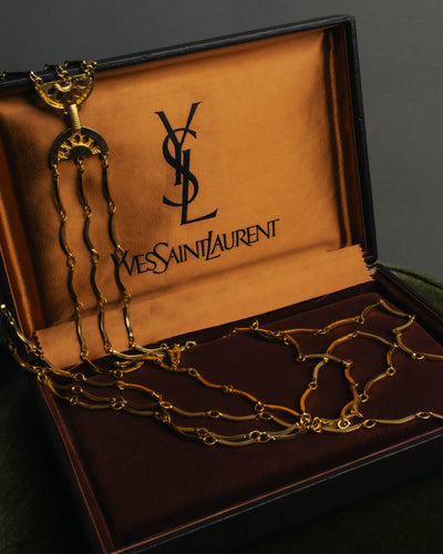 "Yves Saint Laurent" 80's-90's Gold tone multi chain necklace