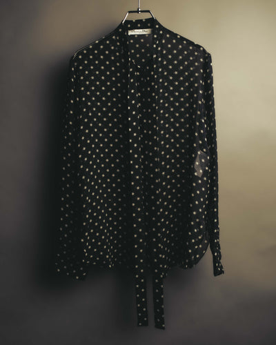 "Christian Dior" 2018 Star print silk georgette tie neck blouse