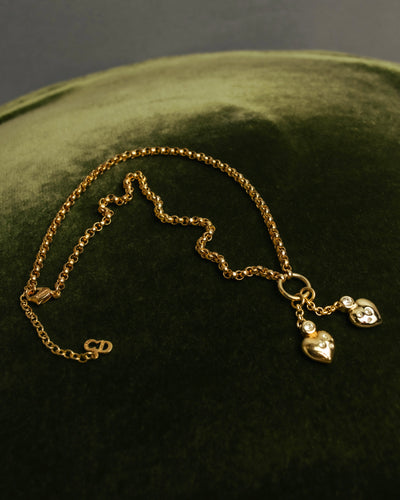 "Christian Dior" 80's-90's Romantic heart charm necklace