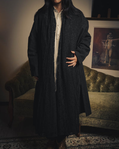 –SPECIAL– “DOLCE & GABBANA” 90’s Lace-trimmed shawl-collar wool robe coat