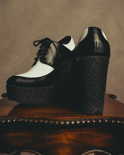 "CELINE" 10's Sculptural platform wedge oxford shoes