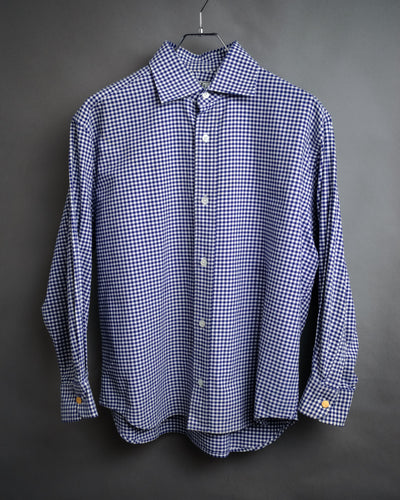 “HERMÈS” 90’s-00’s Gingham cuff shirt