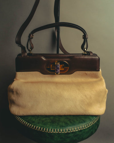 "BVLGARI" 10's Sculptural hair on two way handbag