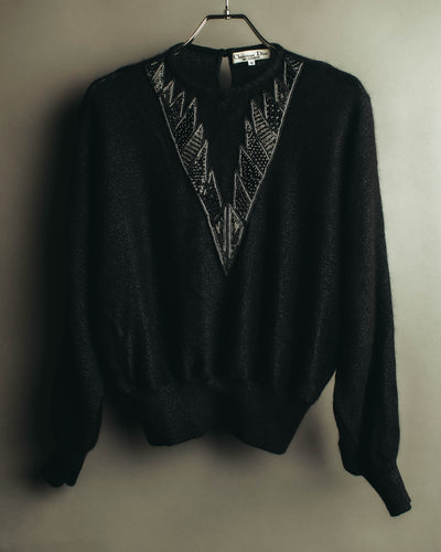 "Christian Dior" 80's-90's Beaded silk wool knit sweater