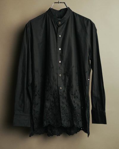 “tricot COMME des GARÇONS” 2020 Floral embroidery stand collar shirt