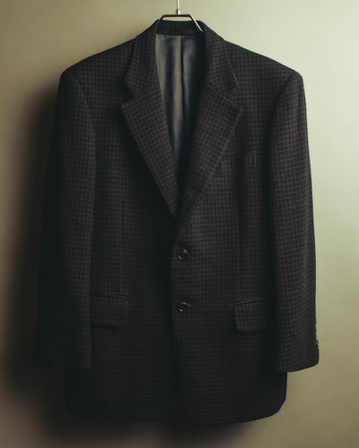"YVES SAINT LAURENT" 90's-00's Wool cashmere checked tweed tailored jacket