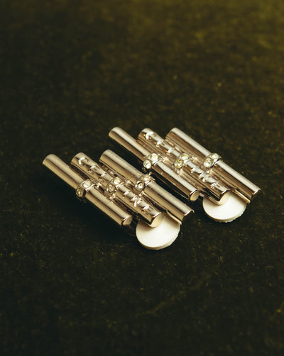 "CELINE" 80's-90's Sculptural rhinestone clip on earrings