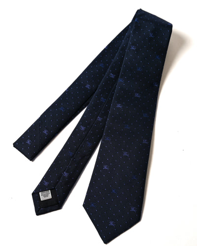 BURBERRY/ Horse Logo and Dot Designed Tie Navy