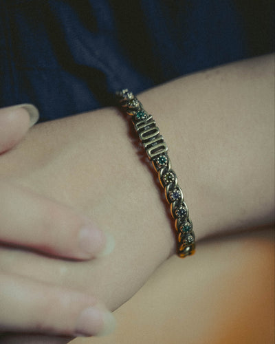 -SPECIAL- “Christian Dior” 70’s–80’s multicolor cabochon Dior logo link bracelet