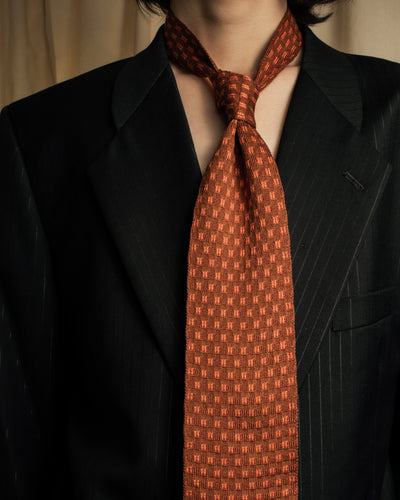 "HERMES" Mosaic dot knit silk neck tie