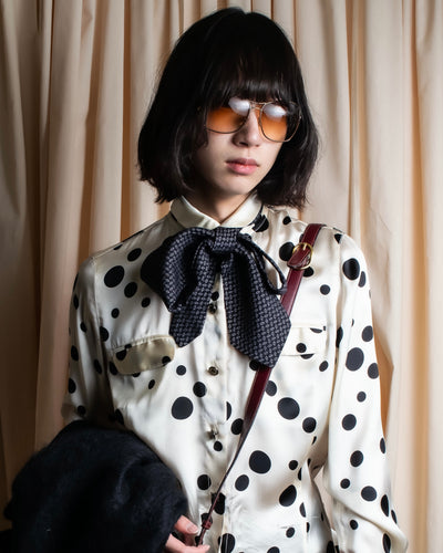"GIANNI VERSACE" Irregular dot pattern silk shirt
