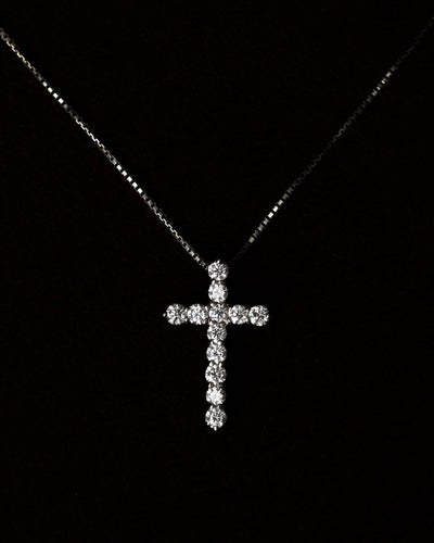 Pre-Loved/ Diamond(0.50ct) Cross Top Platinum Necklace