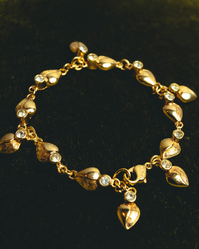 "Christian Dior" 80's-90's Sculptural leaf charm bracelet