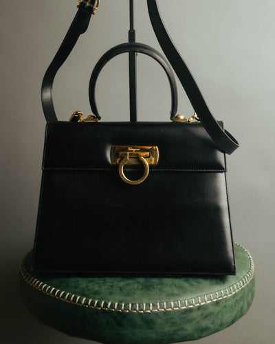 “Salvatore Ferragamo” 90’s-00’s Gancini leather top handle shoulder bag