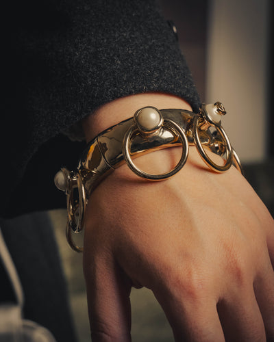 -SPECIAL- “CHANEL” 22C Pearl embellished ring statement cuff bracelet