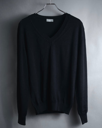 "Dior" 21 years collection virgin wool minimalist v-neck knit