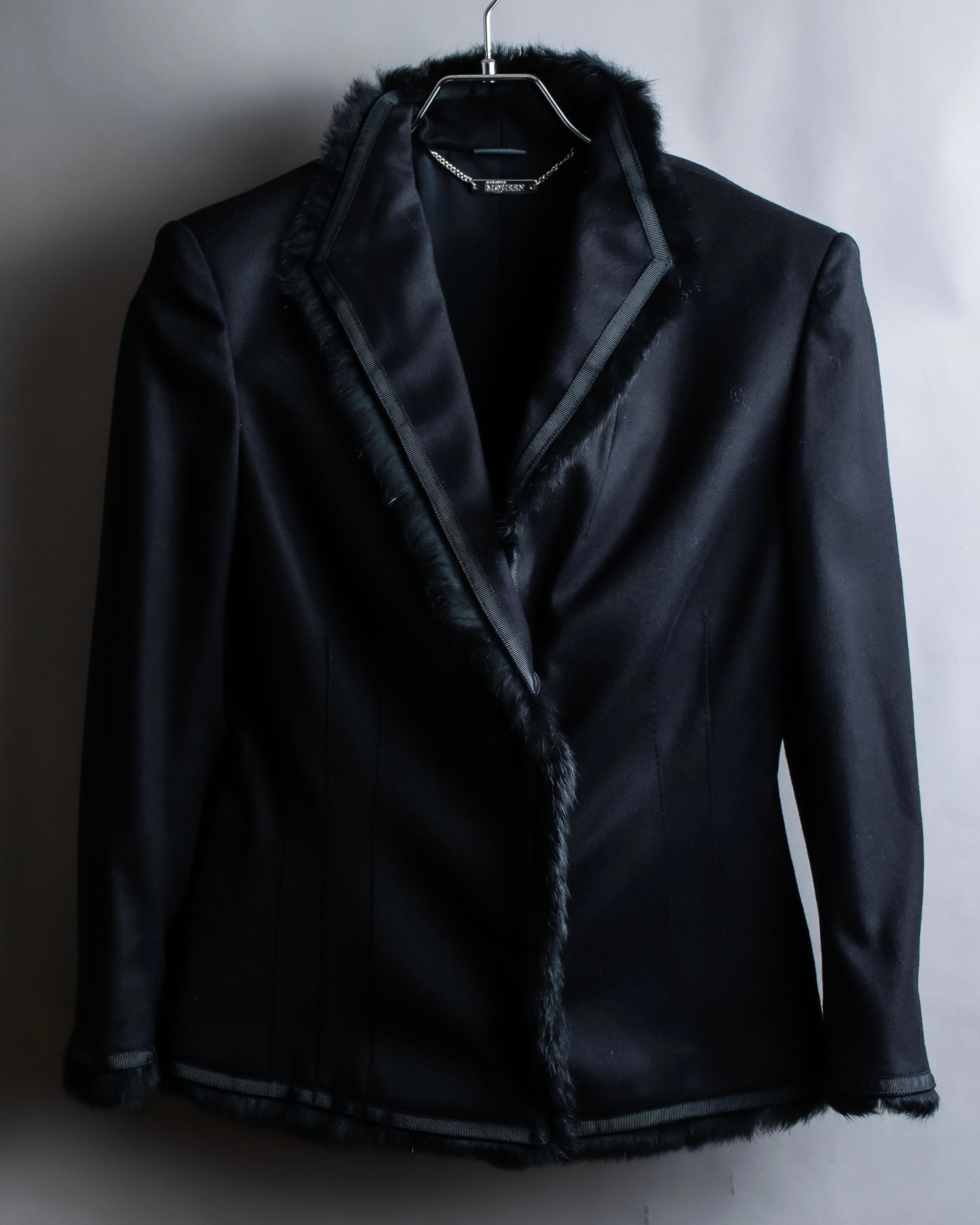 Alexander McQueen - Fur-Trimmed Tailored Jacket - Black - Size 42 