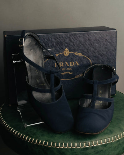"PRADA" 90's-00's Dark navy t-strap pumps