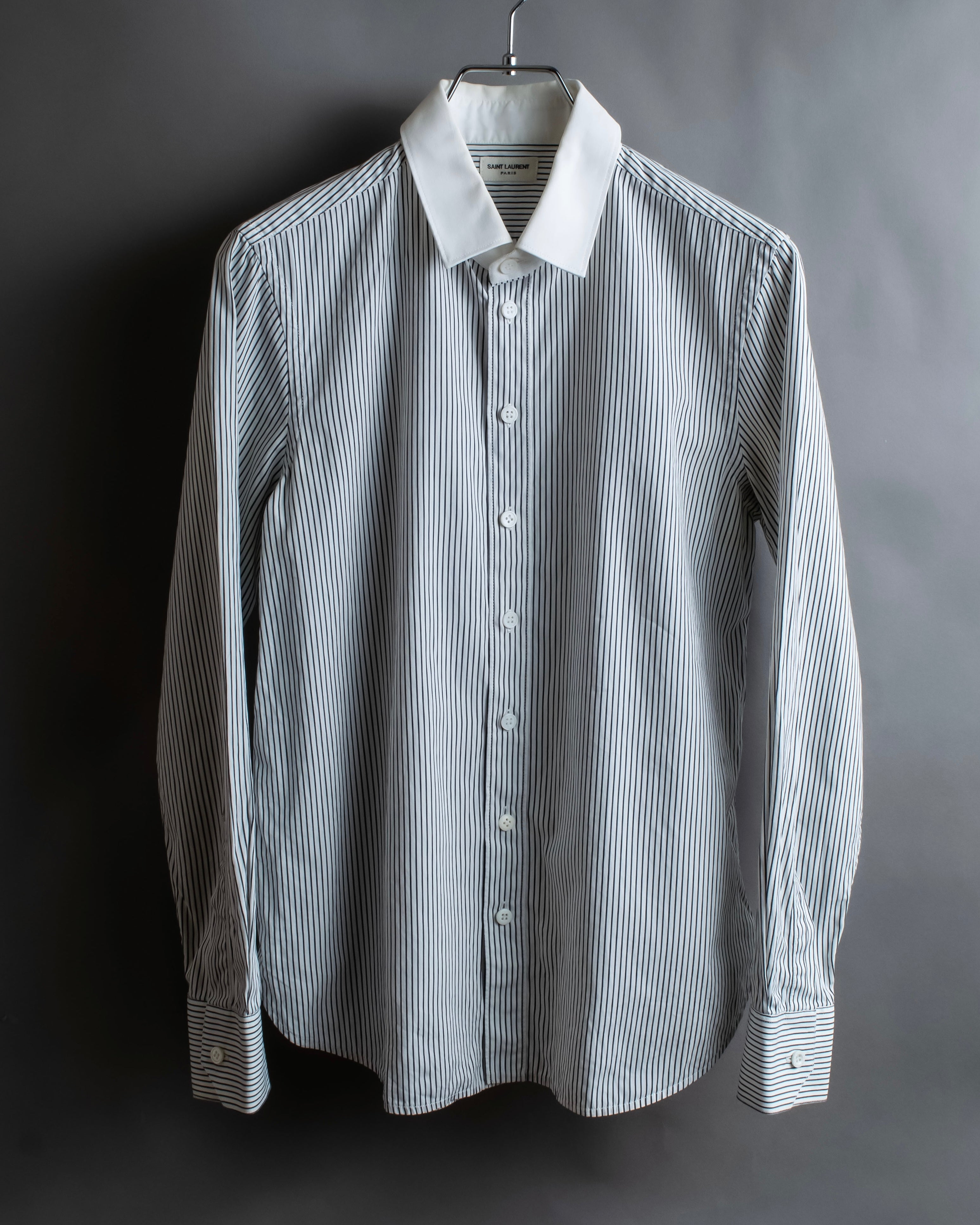 yves st laurent dress shirt YSL magarchivio Striped silk shirt SAINT LAURENT - Yves collar