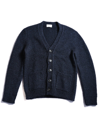 Settefili Cashmere/ Alpaca Blended Chunky Knit V-NeckCardigan Dark Navy