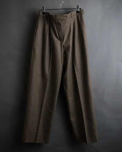 “HERMES” 2000’s Double pleated wide wool trousers