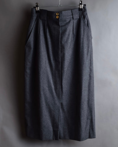 "CHANEL" 90's Gold button design straight line skirt