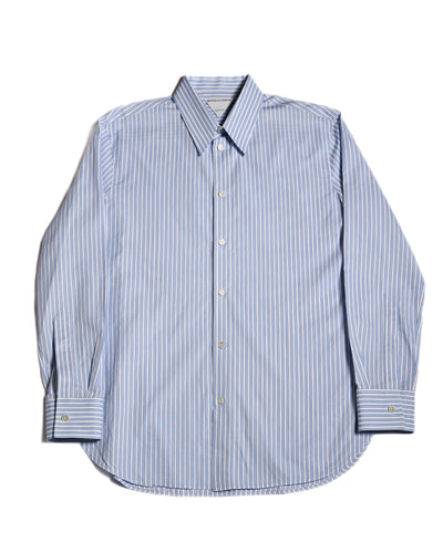BOTTEGA VENETA/ Cotton Stripe Dress Shirt Blue