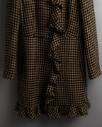 "RED VALENTINO" Ruffled frill detail tweed coat