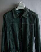 "PRADA" Stitching design suede belted coat