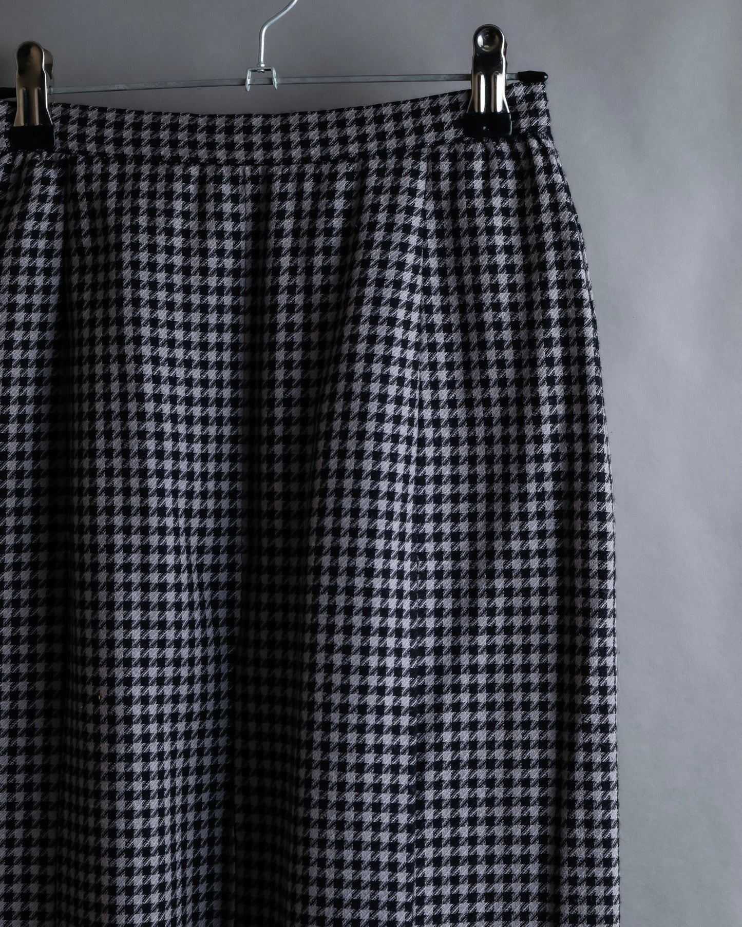 "Christian Dior" Houndstooth pattern wool cropped pleats skirt