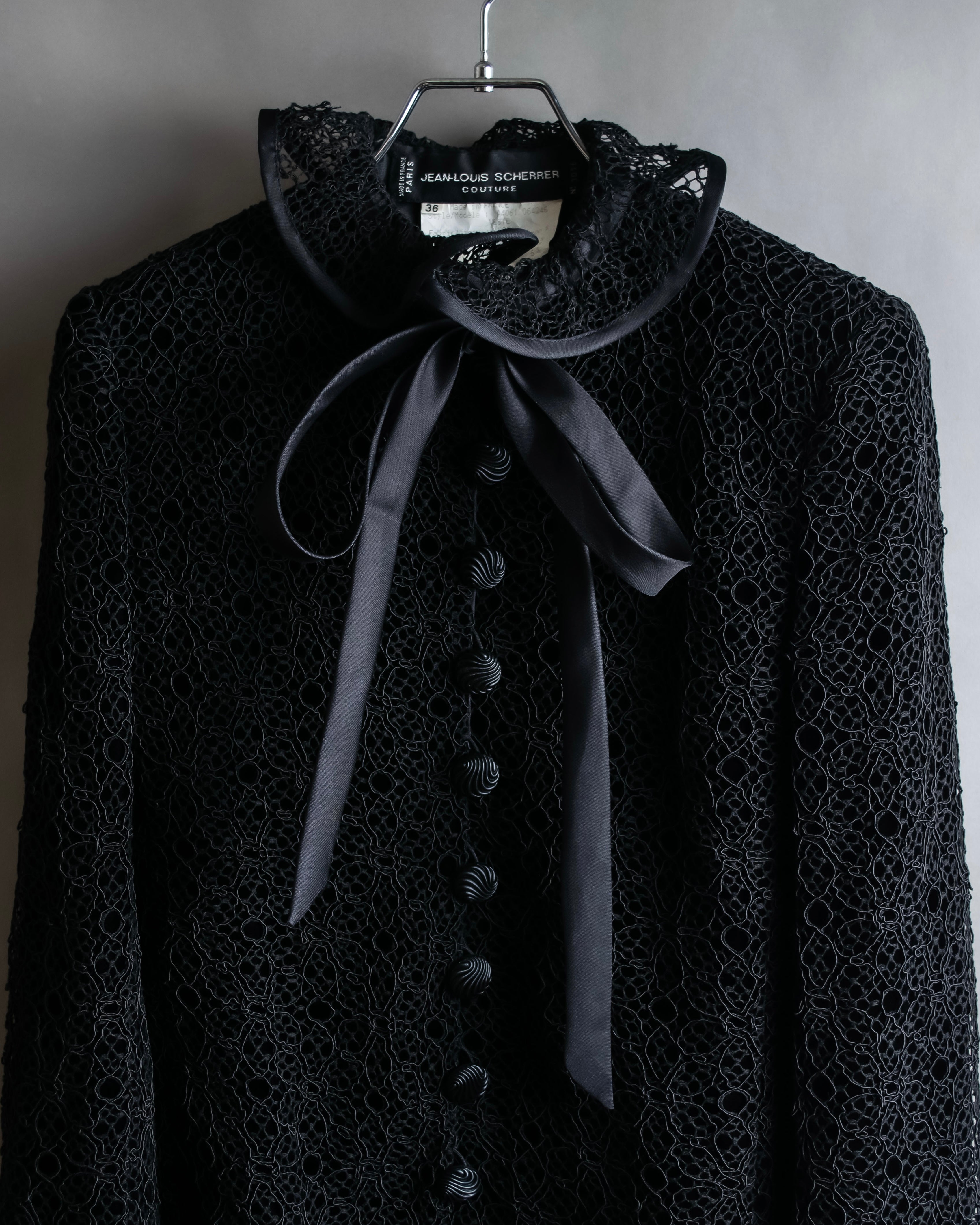 "JEAN-LOUIS SCHERRER" Lace frill design ribbon attached jacket
