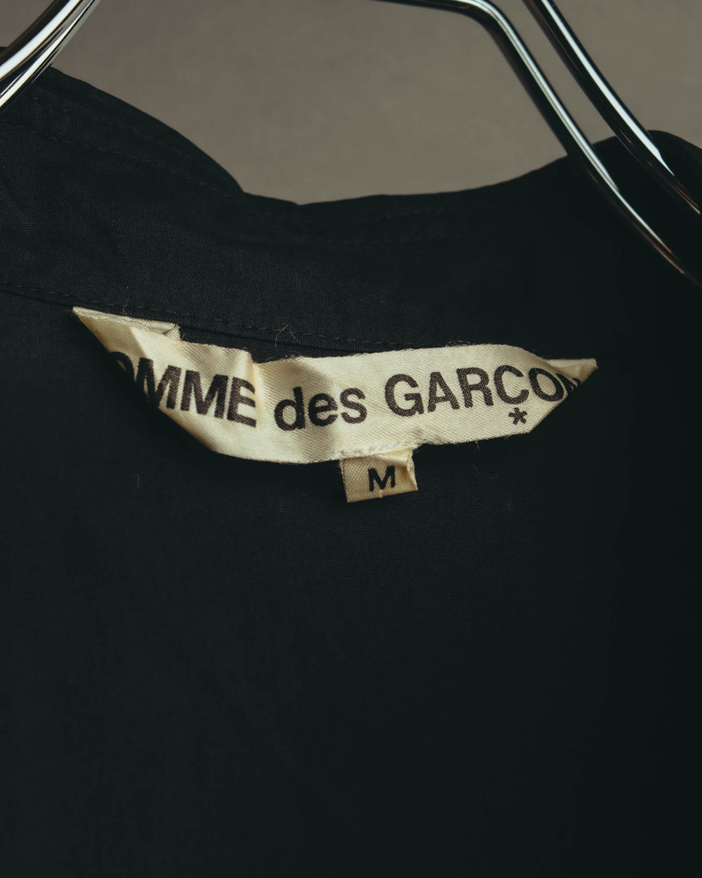 “COMME des GARCONS” Late 80’s-early 90’s silk tucked black shirt