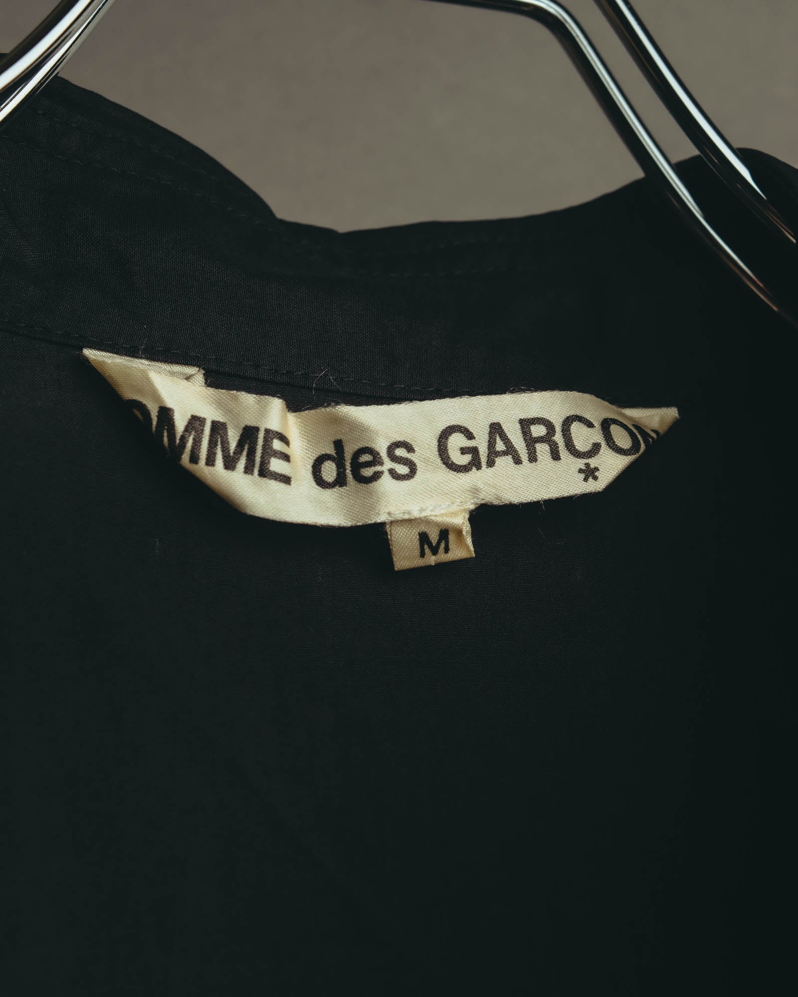 “COMME des GARCONS” Late 80’s-early 90’s silk tucked black shirt