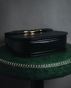 "PIERRE BALMAIN" 80’s-90’s box calf gold bar top handle bag