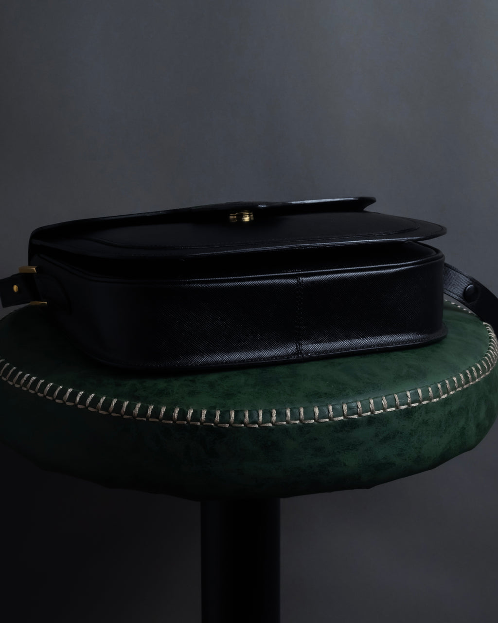 "YVES SAINT LAURENT" Cassandra logo engraved flap design leather bag